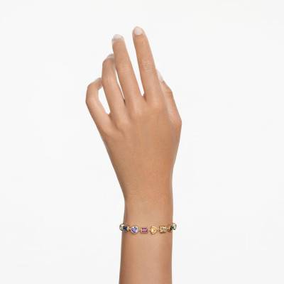 Stilla Gold-Plated Metal & Multicolor Crystals Bracelet, Length 16.2 cm to 20.2 cm - 5662925 - Swarovski