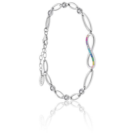 Bracelet Infini En Argent 925 Rhodié Avec Boule Labradorite 6 Mm - Longueur 18 Cm, Fermoir Mousqueton