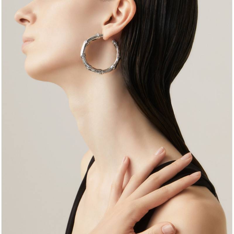 Créoles Bambou Doré ZAG - Boucles D'oreilles En Acier Inoxydable, Neuves Sans Emballage