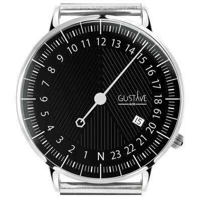 Montre 24h André Noir et Argent Maille Milanaise - Gustave & Cie