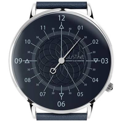 Gustave & Cie Louis Silver & Blue Ocean Blue Leather Watch 40mm - Gustave & Cie