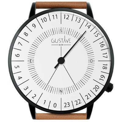Montre 24h Antoine Blanche Cuir Marron - Gustave & Cie