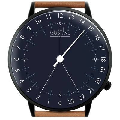 Montre 24H Antoine Cadran Bleu Cuir Marron GU24HANBUCMA - Gustave & Cie
