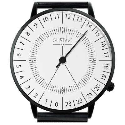 Montre 24h Antoine Blanche Milanais Noir - Gustave & Cie