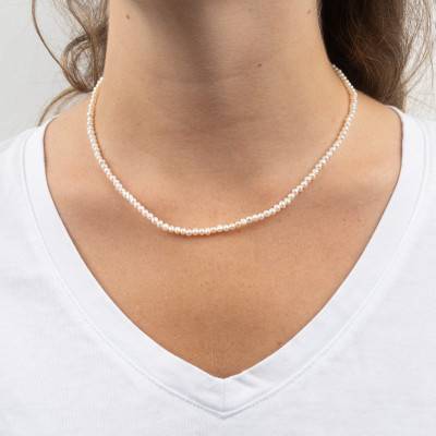 925 Silver & Pearl Necklace, 45 cm to 50 cm Length - Emanessence