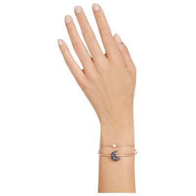 Bracelet Jonc Luna Métal Doré Rose, Perle & Cristaux, Longueur Ajustable - 5671586 - Swarovski