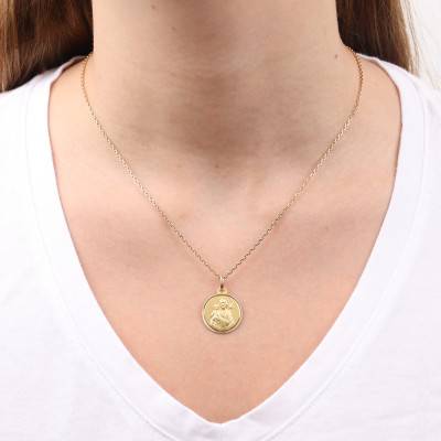 Médaille Saint Joseph Ronde Or jaune 750 , Diamètre 18 mm - Lumiosa