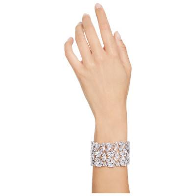 Bracelet Mesmera Métal Rhodié & Cristaux Blancs, Longueur 15 cm à 18.5 cm - 5676532 - Swarovski