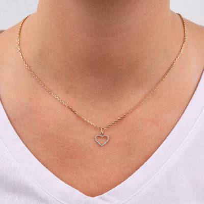 750/1000 Yellow Gold & Zirconium Oxide Open-Work Heart Pendant - Emanessence
