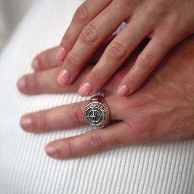 Chevalière rose des vents argent - Orus Bijoux