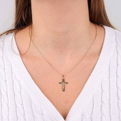 Pendentif Croix Christ en Or Jaune 375 - Vandona