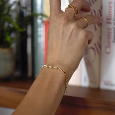 Bracelet Gourmette, Or Jaune 750, Longueur 19 cm, Largeur 0,80 mm à 3,40 mm - Manillon