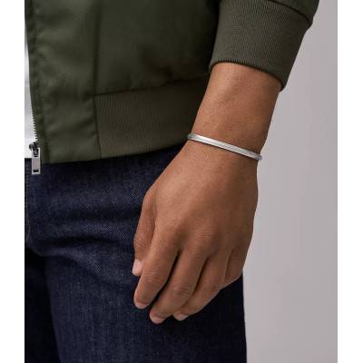 Bracelet Jonc Harlow Rainuré en Acier, Diamètre 7,30 cm, Largeur 6,00 mm - Fossil