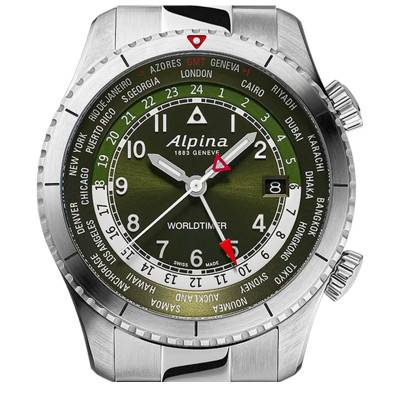 Alpina Startimer Pilot Quartz Worldtimer Watch AL-255GR4S26B - Alpina