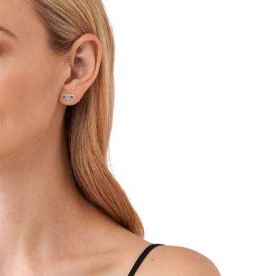 MK Statement Link 925 Silver & Zirconium Oxide Stud Earrings - Michael Kors