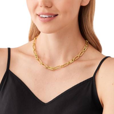 Yellow Gold-Plated MK Statement Link Chain Necklace, 43 cm - Michael Kors