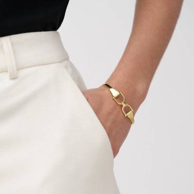 Heritage Gold-Tone Stainless Steel Bangle Bracelet, 6 cm Diameter - Fossil