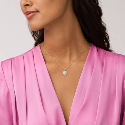 Collier Sadie en Acier Doré & Cristaux Blancs, Longueur 47 cm - Fossil