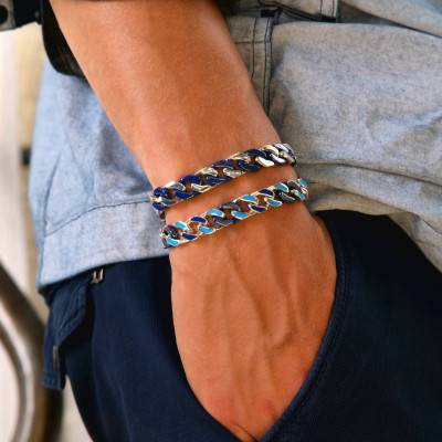 Bracelet Cubane en Céramique et Argent, Longueur 19 à 21 cm- ESB118 - Zancan