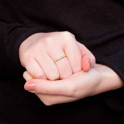 Anténor Half Eternity Yellow 750/1000 Gold & GSI2 0.15 ct Diamond Wedding Ring - Alliantine