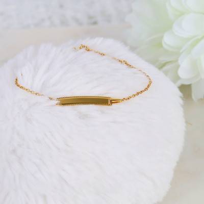 375/1000 Yellow Gold Cable Chain Baby ID Bracelet, 14 cm - Bambins