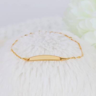 Yellow 375/1000 Gold Oval Fantasy Link Baby ID Bracelet, 15 cm - Bambins