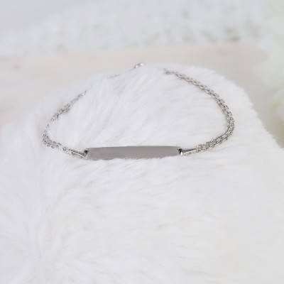 375/1000 White Gold Fancy Link ID Bracelet, 14 cm Length - Bambins