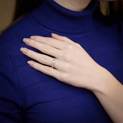 Bague Solitaire Love Diamant 0,25 ct & Or Blanc 750, Largeur 1,85 mm - Alliantine