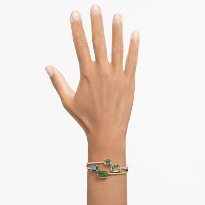 Gold-Toned Metal & Green Crystal Millenia Bangle Bracelet, 16 cm to 18.50 cm - 5671246 - Swarovski