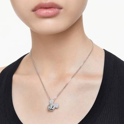 Collier Disney Mickey Mouse Métal Rhodié & Cristaux Blancs, Longueur 42 à 49 cm - 5669116 - Swarovski