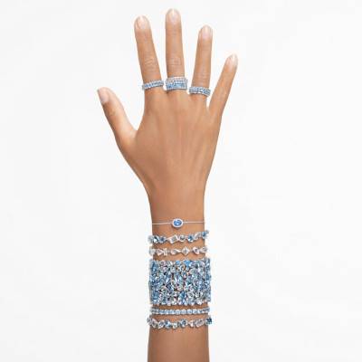 Bracelet Constella Métal Rhodié & Cristaux Bleus et Blancs, Longueur 24 cm - 5671895 - Swarovski
