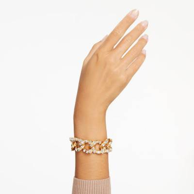 Bracelet Dextera Métal Doré & Cristaux Blancs, Longueur 17 cm à 20 cm, Largeur 23,00 mm - 5666027 - Swarovski