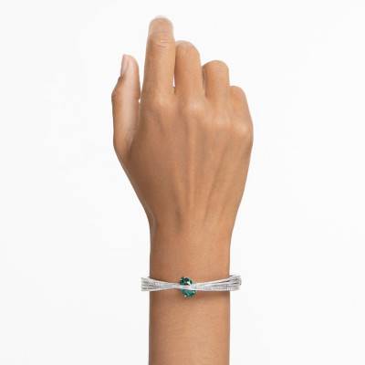 Bracelet Jonc Hyperbola Métal Rhodié & Cristaux Bicolores, Longueur 16 à 18,50 cm - 5665327 - Swarovski