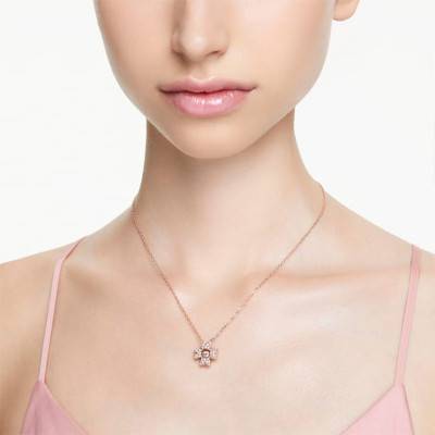 Rose-Toned Metal & Two-Tone Crystal Idyllia Necklace, 38 cm to 45 cm - 5674211 - Swarovski