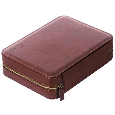 Brown Leather 4-Watch Travel Pouch NGBOX-01 - Nivada Grenchen