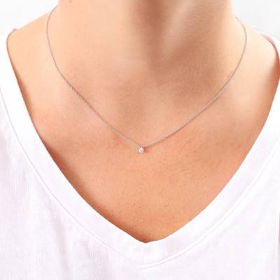 Collier Diamant GSI2 & Or Blanc 750, Longueur 40 cm - Diamond Lady