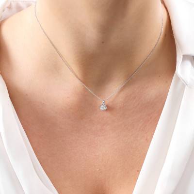 Collier Diamants 0,24 ct GSI2 et Or Blanc 750, Longueur 40 cm - Diamond Lady