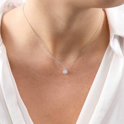 Collier Diamants 0,33 ct GSI2 et Or Blanc 750, Longueur 40 cm - Diamond Lady