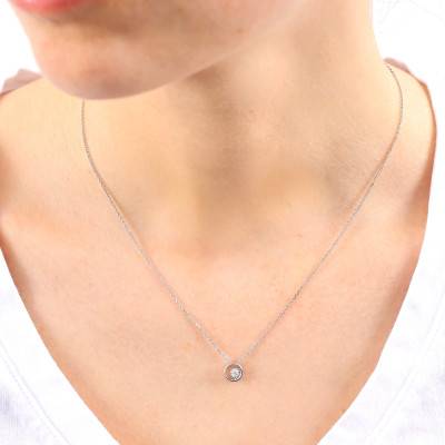 Collier Diamant 0,05 ct GSI2 et Or Blanc 750, Longueur 40 cm - Diamond Lady