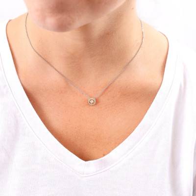 Collier Rond Diamants 0,25 ct GSI2 et Or Blanc 750 - Diamond Lady