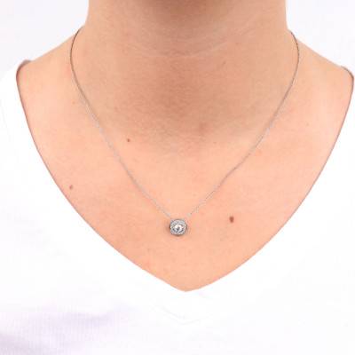 Collier Rond Diamants 0,35 ct GSI2 et Or Blanc 750, Longueur 40 cm - Diamond Lady
