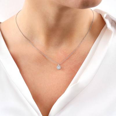 Collier Goutte Diamants 0,22 ct GSI2 en Or Blanc 750, Longueur 40 cm - Diamond Lady