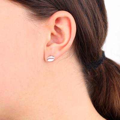 Sterling Silver Coffee Bean Stud Earrings - Emanessence