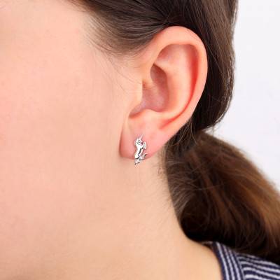 Silver Unicorn Stud Earrings - Emanessence