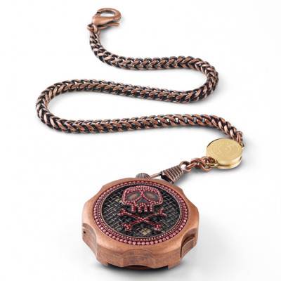 Montre à Gousset Bullet Dirty Bronze Red Zirconia Limited Edition TB-102-BR-ZR-SL-CP - Tambooro
