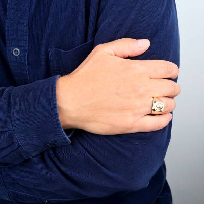 375 or 750 Yellow Gold Octagonal Moor's Head Signet Ring - Imperium