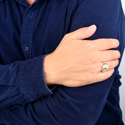 375 Yellow Gold Round Moor's Head Signet Ring - Imperium