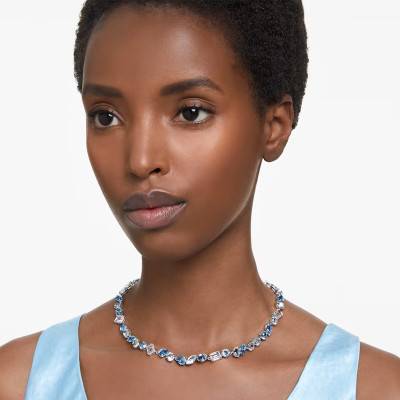 Collier Gema Métal Rhodié & Cristaux Bicolores, Longueur 38 cm à 43 cm- 5666007 - Swarovski