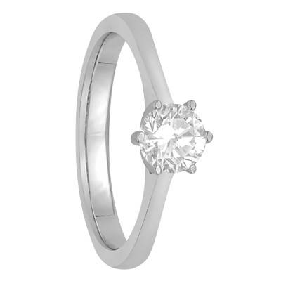 Solitaire Diamant 0,50 ct & Or Blanc 750, Largeur 1,70 mm - Alliantine