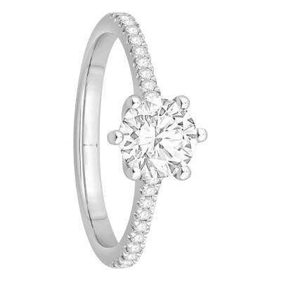 Solitaire Accompagné Diamants 1 ct & Platine, Largeur 1,5 mm - Alliantine